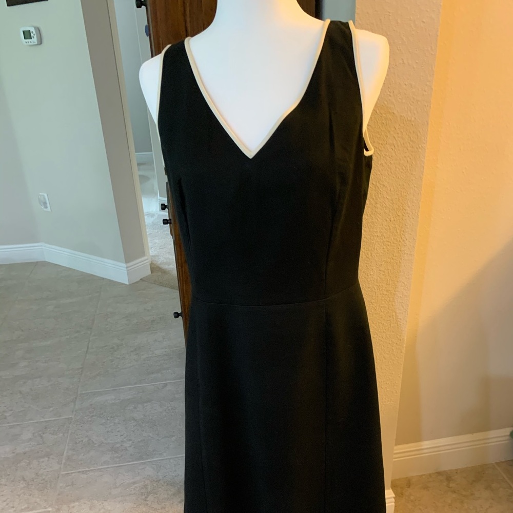 Ann Taylor Black Dress With White Piping